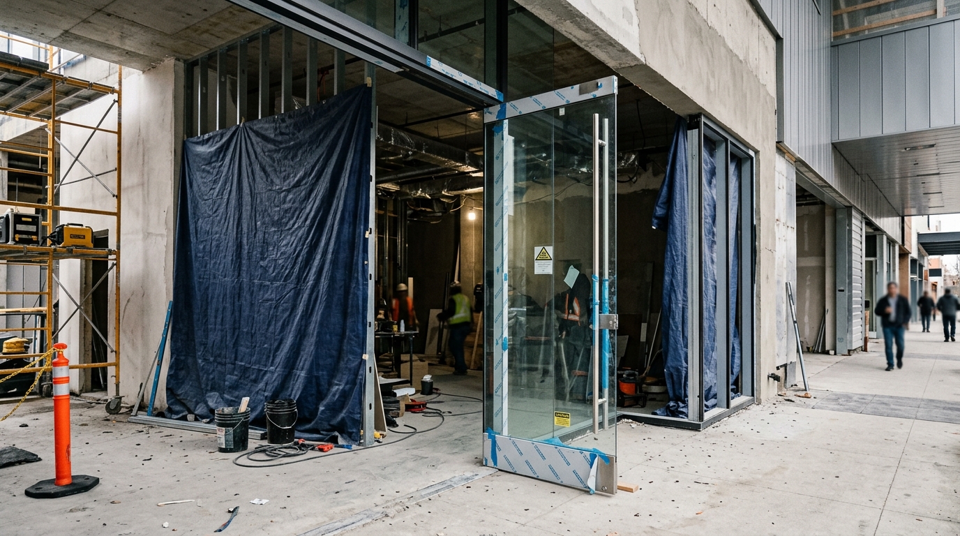 Boutique haut de gamme — porte pivot en verre frameless