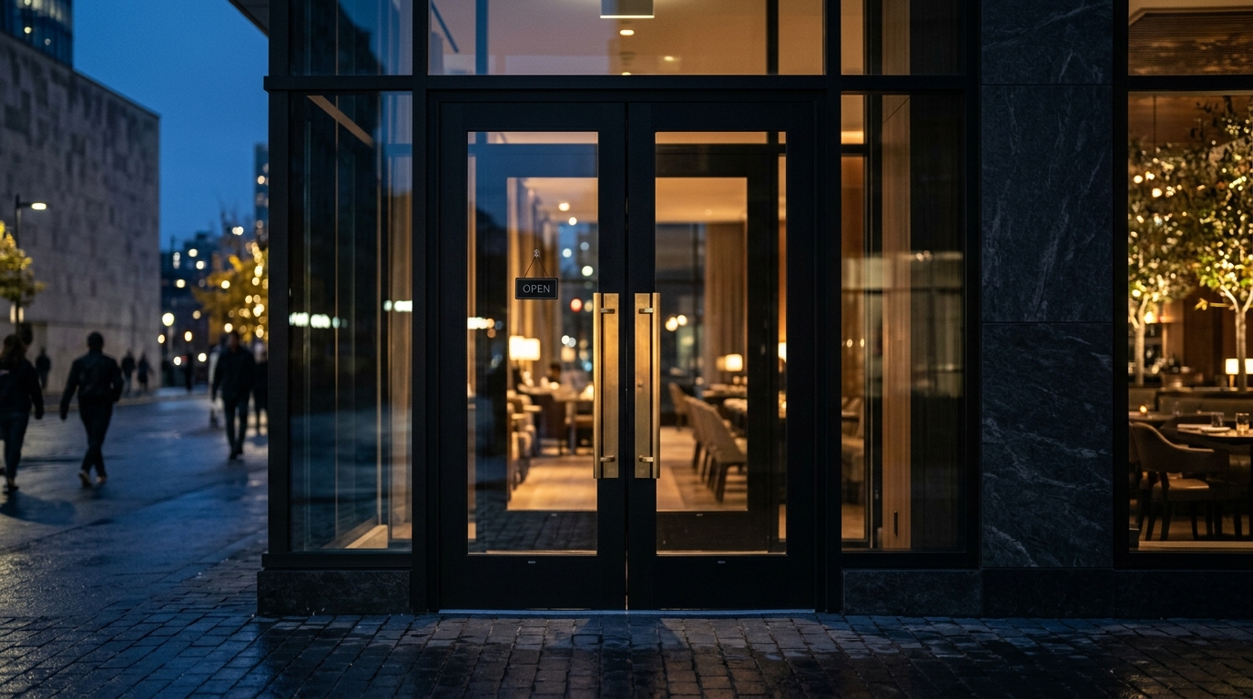 Restaurant gastronomique — finition noire avec poignées laiton