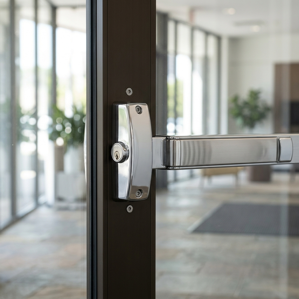 Dispositif de sortie sur porte commerciale